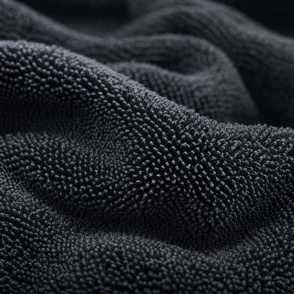 Textura de rizo entrelazado (twisted-loop) de una toalla de microfibra