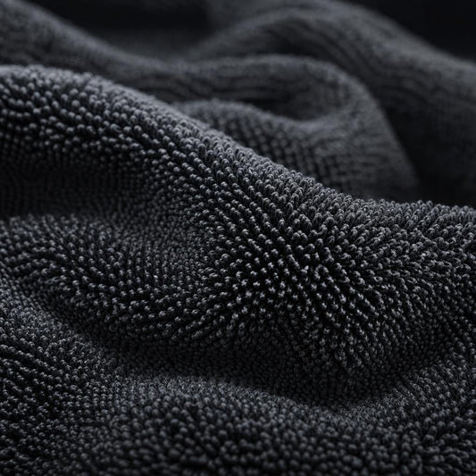 Textura de rizo entrelazado (twisted-loop) de una toalla de microfibra